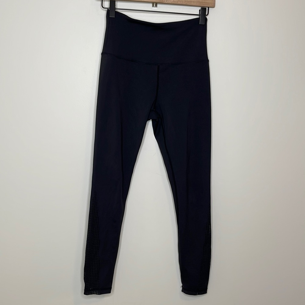 Zyia Active Black Leggings Laser Cut Mesh